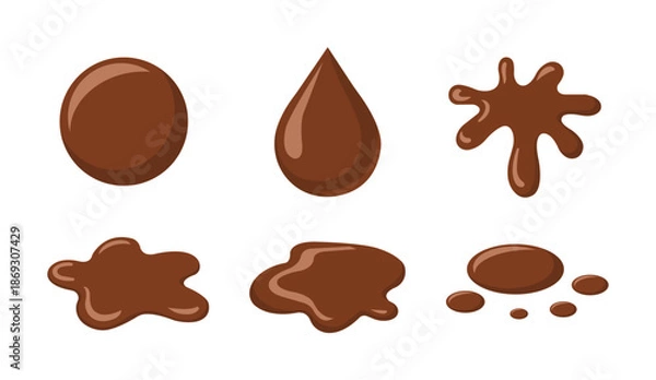 Obraz Chocolate Splash and Drop Vector Icon Set