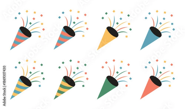 Obraz Party Popper Celebration Vector Icon Set