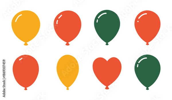 Obraz Balloon and Heart Shape Vector Icon Set