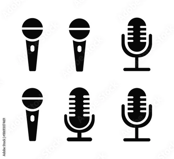 Obraz Microphone and Voice Recording Vector Icon Set