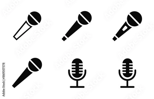 Obraz Microphone and Audio Vector Icon Set