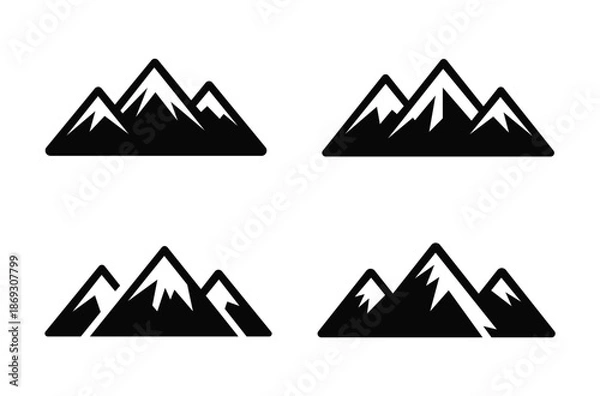 Obraz Mountain Range Silhouette Vector Icon Set