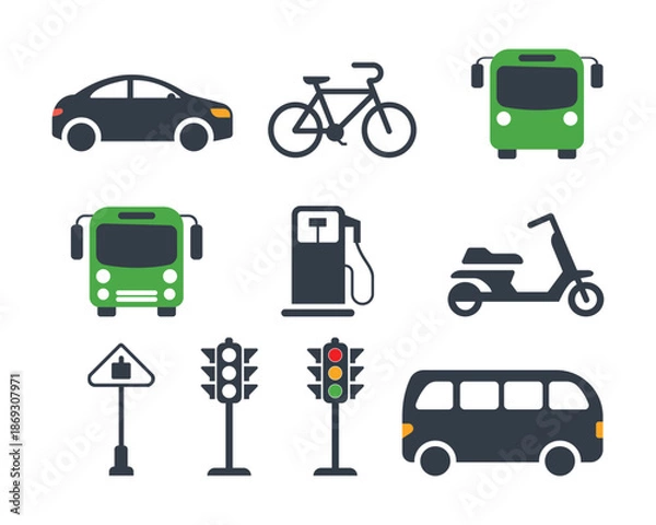 Obraz Transportation and Traffic Vector Icon Set
