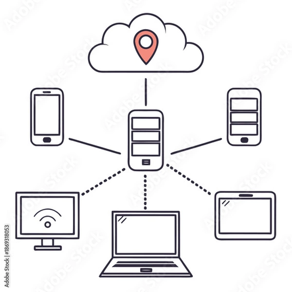 Fototapeta Edge Computing Vector Illustration – Distributed IoT Data Processing Concept