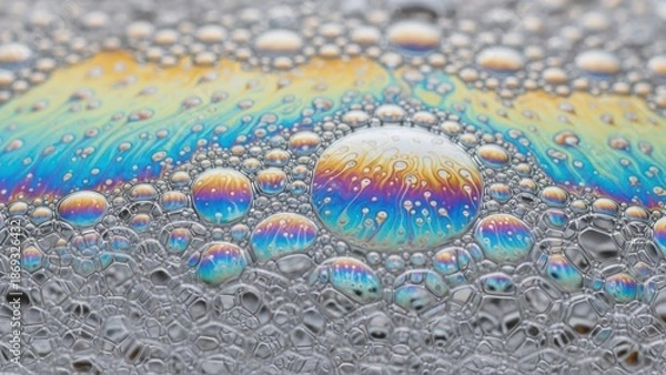 Obraz Oil Spill on Water Surface Closeup.