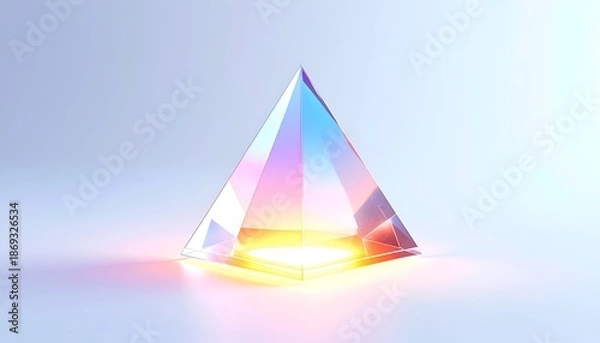 Obraz A translucent pyramidal structure glows with colorful inner light