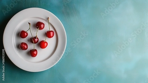 Obraz Cherries on a white plate