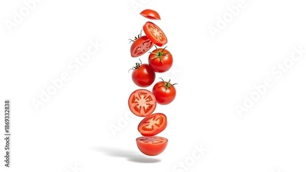 Obraz Tomatoes sliced and falling