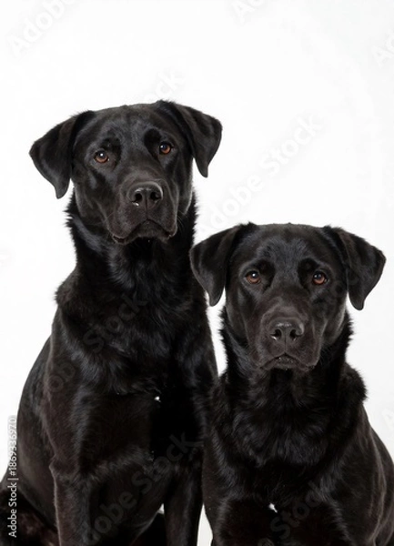 Obraz Two Black Dogs in Soft Studio Light