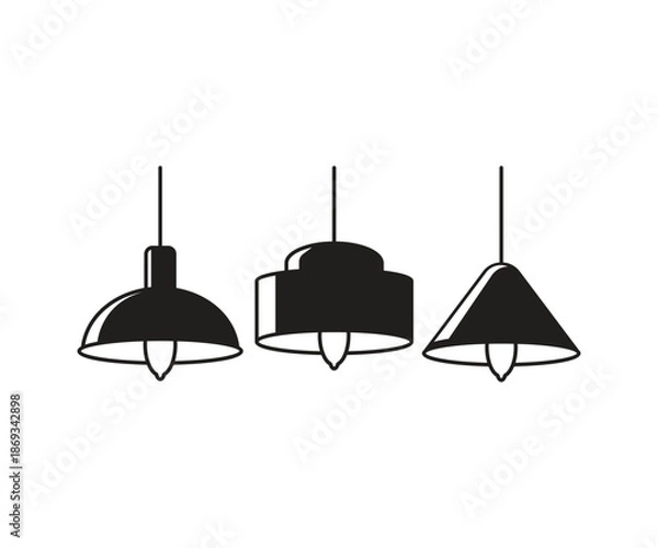 Obraz ceiling lamp icons set vector illustration