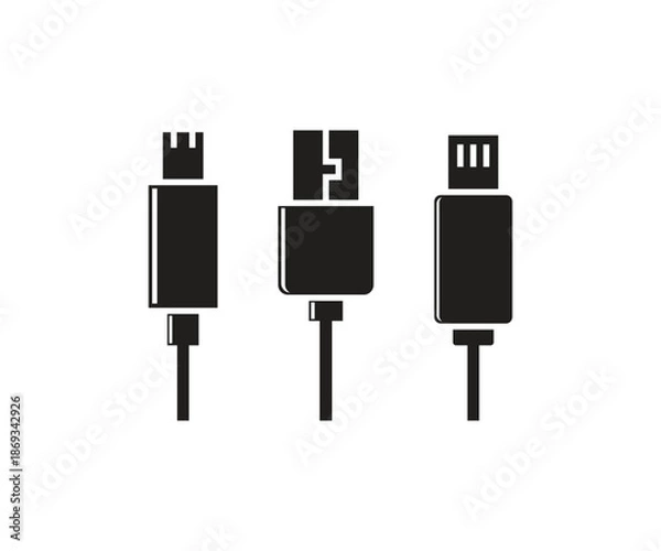 Obraz usb charger plug icons set  illustration vector