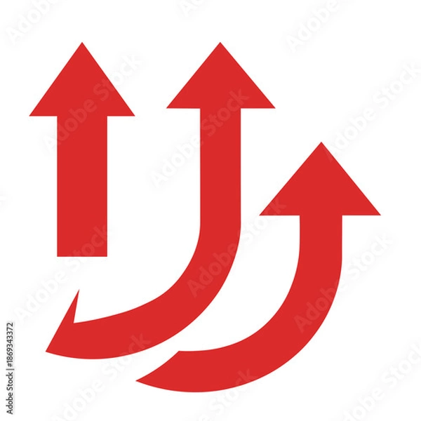 Obraz set red arrow on white background