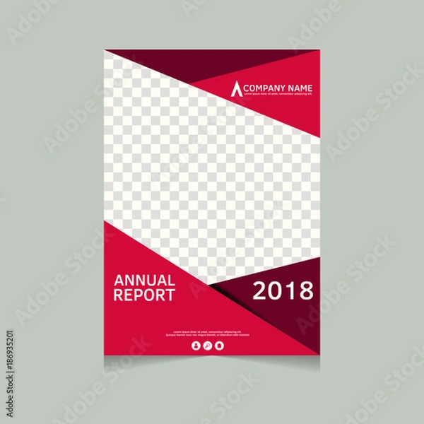 Fototapeta Annual report, flyer, presentation, brochure. Front page, book cover layout design. Design layout template in A4 size . Annual report cover template