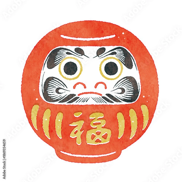 Obraz 縁起の良い赤いだるまのイラスト｜開運・正月・日本文化素材