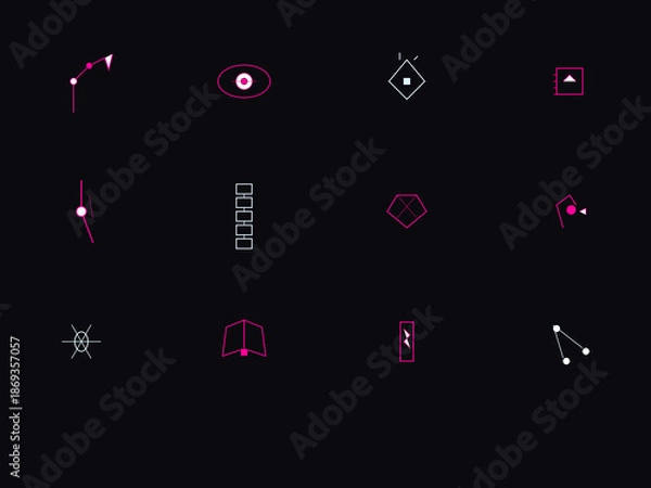 Obraz 12 Cybernetic Prosthetics and Bionic Technology Icons - Medical Robotics Vector Set