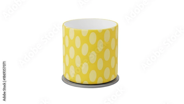 Obraz Yellow Polka Dot Mug on Coaster