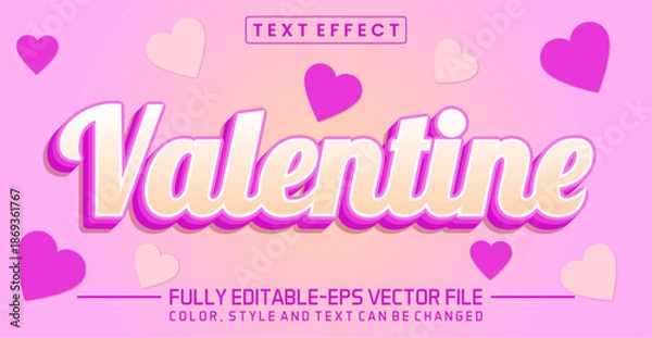 Obraz Valentine font Text effect editable