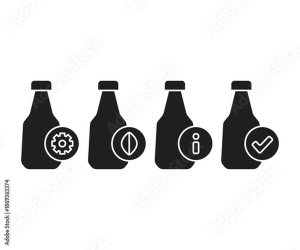 Obraz beverage bottle and user interface icons set