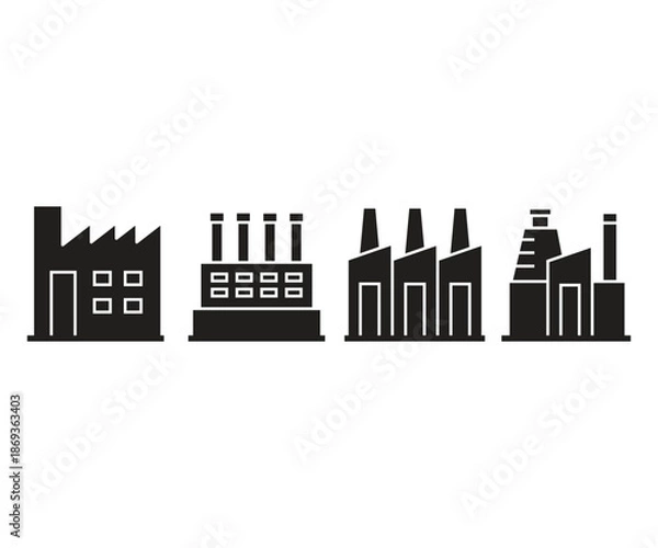 Obraz factory building icons set vector