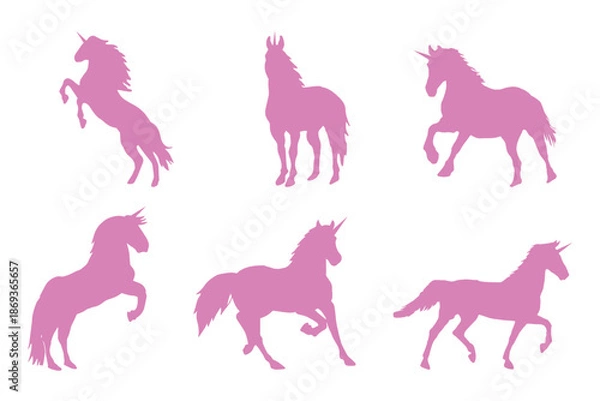 Obraz Pink Unicorn Silhouette Vector Collection