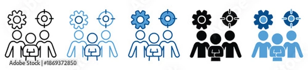 Obraz Teamwork icon set in multiple styles