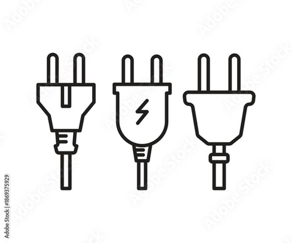 Obraz electric plug icons set line illustration vector
