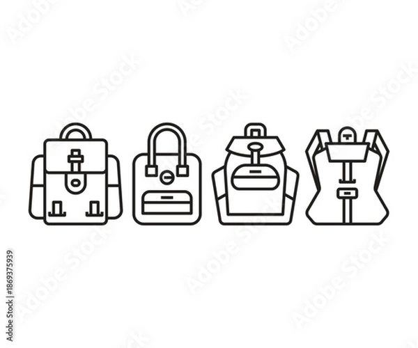 Obraz backpack icons set line illustration vector