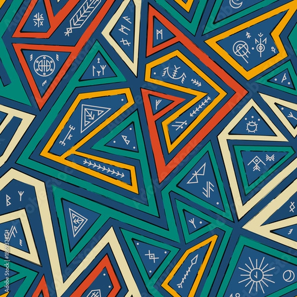 Obraz Ancient Symbols Mosaic Seamless pattern