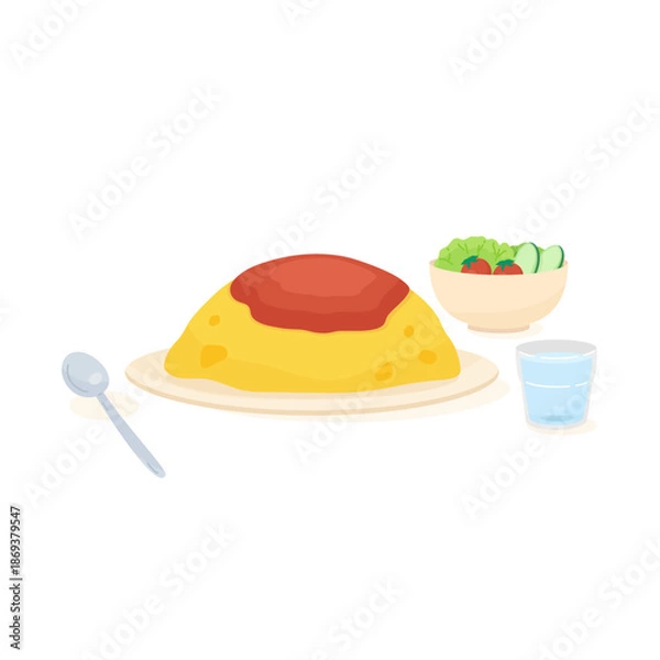 Obraz japanese omurice menu set