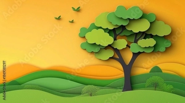 Obraz Eye-catching eco-friendly design featuring a 3D drop shadow effect. 