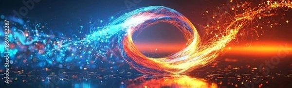 Obraz A 3D abstract design featuring limitless waves and curves.