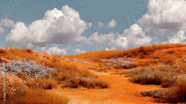 Obraz Desert trail under cloudy sky