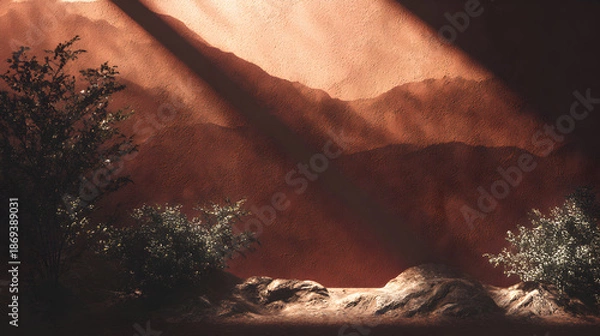 Obraz Sunlit mountain landscape