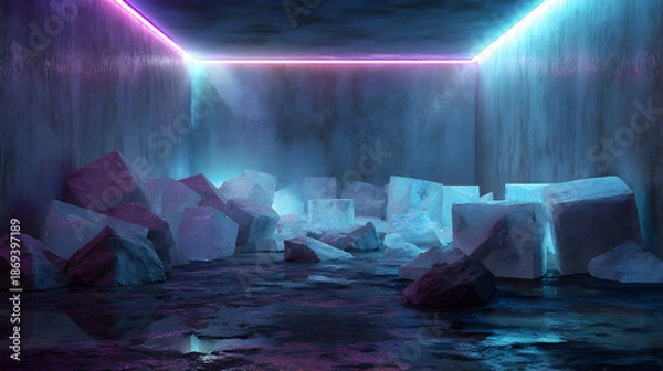 Obraz Illuminated ice cavern