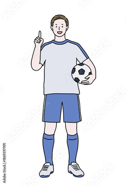 Fototapeta 職業イラスト　サッカー選手　全身　カラー