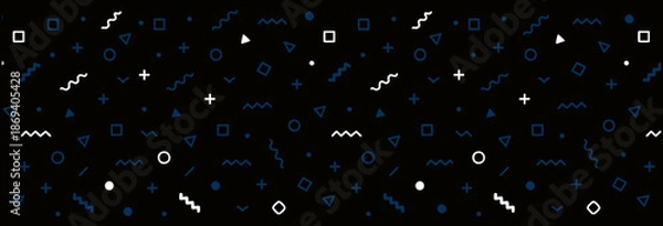 Obraz Seamless Black Blue Micro Geometric Icon Pattern Dark Background