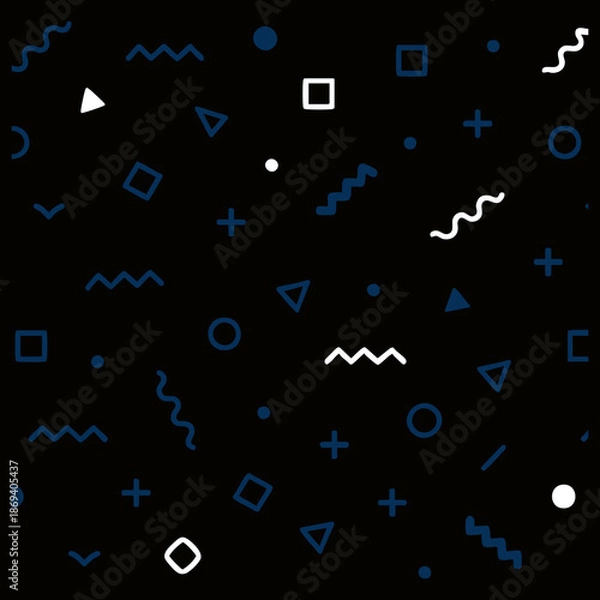 Obraz Seamless Black Blue Micro Geometric Icon Pattern Dark Background