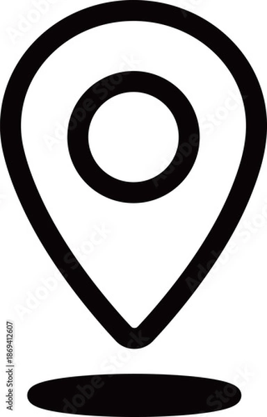 Obraz 線画　位置情報マーク　ベクターイラスト素材