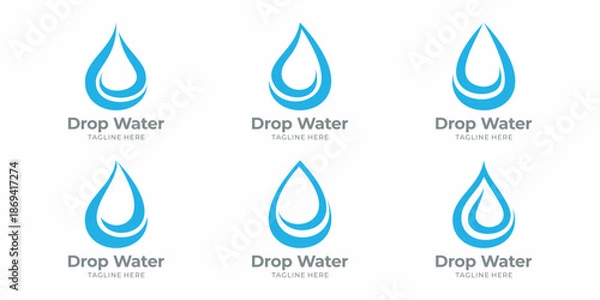 Obraz Clean blue water drop vector logo