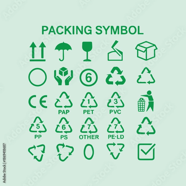 Obraz packing symbol flat icon set