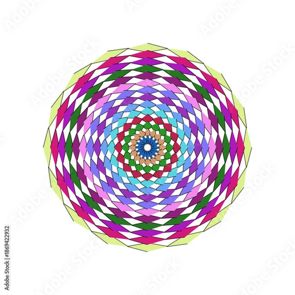 Obraz Vibrant multicolored woven circular pattern on with concentric rings