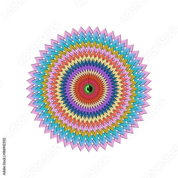 Obraz Vibrant multicolored circular pattern with concentric rings and geometric shapes