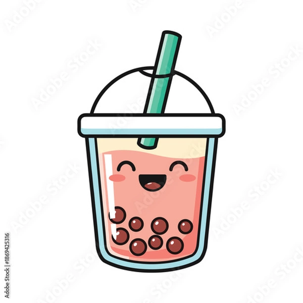 Obraz Adorable Cartoon Bubble Tea Illustration