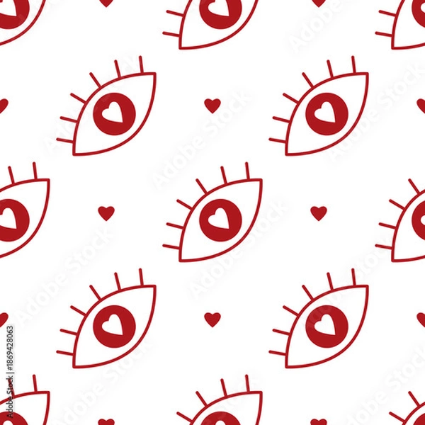 Obraz Red Eye Heart Seamless Pattern illustration