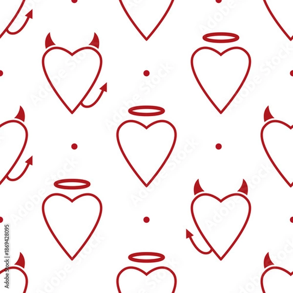 Obraz Red Angel Heart Seamless Pattern