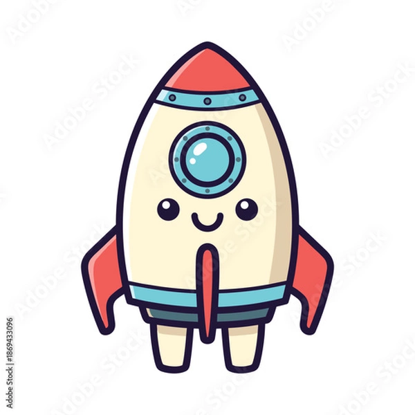 Obraz Cute Cartoon Rocket Ship Illustration