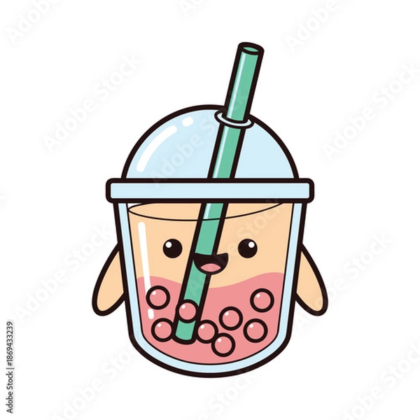 Obraz Cute Cartoon Bubble Tea Illustration