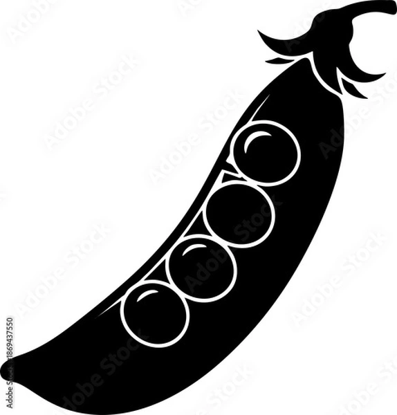 Obraz Black pea pod icon design.