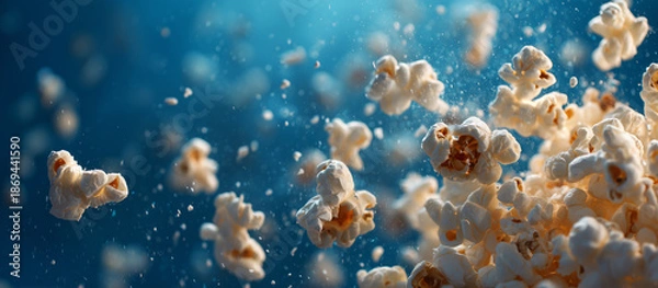 Obraz Popcorn against a blue background