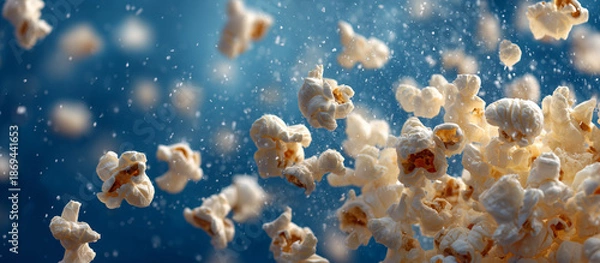 Obraz Popcorn against a blue background